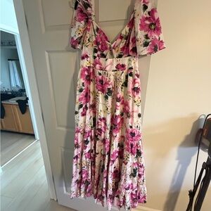 Abercrombie & Fitch Pink and White Floral Midi Dress